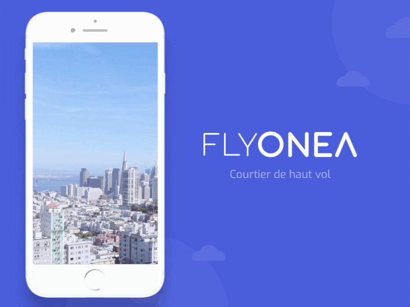 flyonea - landing page airplane app branding business class design flight interaction landing page logo mobile paris pwa ui ux design