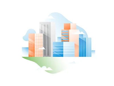 City In The Sky branding buildings city clouds design gradient hero hubstaff onboarding remote sky spot spot illustration spothero timetracking ui