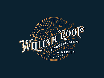 William Root House Museum & Garden artisan badge gold gold foil gradient hand drawn handdrawn logo museum rustic typography vintage