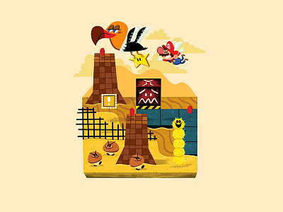 Teeny Tiny Desert andrew kolb illustration kolbisneat mario nintendo shifting sand land super mario 64 teeny tiny