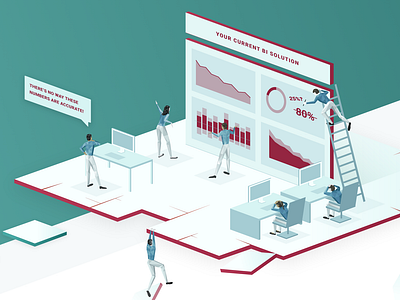 Hero Illustration In Progress business intelligence illustration isometric metrics people