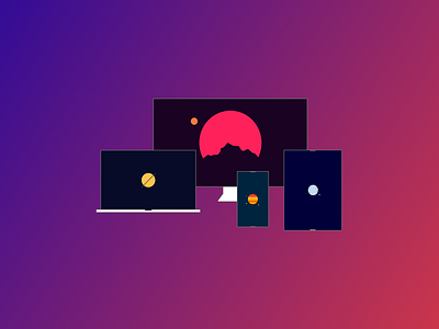 Cosmic Computers clean colors design flat gradient illustration web design