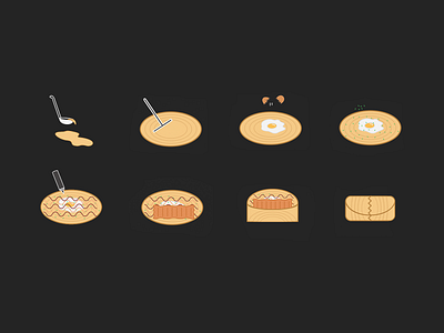 Icon set for Jingbing street food burrito cart chinese food icons illustrations jangbing restaurant streetfood washingtondc