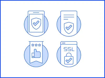 Security Icons blue browser check hometeam icons linework security shield white