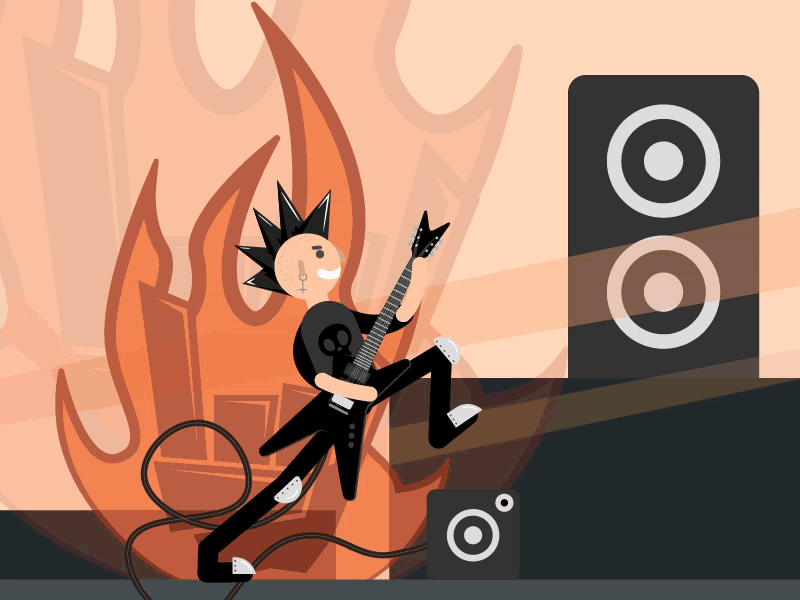 Rocker flat gif guitar motion graphic rock