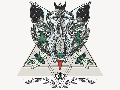 Wolf + Moth adobe draw apple pencil artwork drawing illustration illustrator ipad ipad art tshirt design vector vector art vector illustration