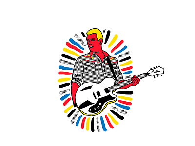 Queens of the Stone Age design doodle guitar half tone illustration letter primary colors qotas rock type typography vector