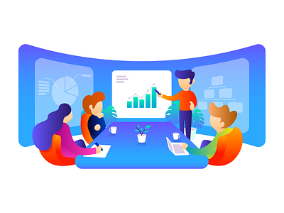 Presentation Illustration banner business dribbble style gradient illustration landing page meeting modern ui user interface website