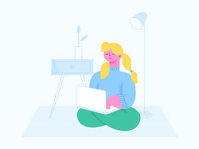 Computer Ladayy app character computer design female identity illustration lady laptop lifestyle product style ui visual design