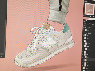 Some process art draw illustration new balance snickers wacom