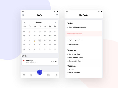 Todo App android app calander free ios iphonex list psd todo ui