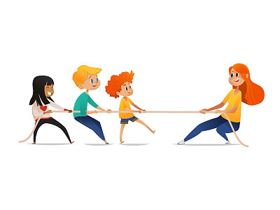 Tug Of War character children competition illustration kids school tug of war vector artwork
