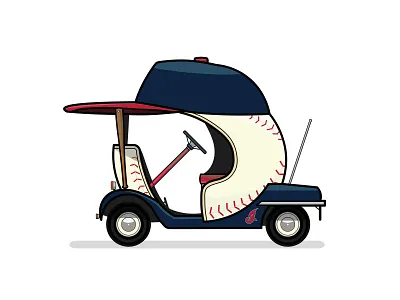 Call To The Pen bullpen car cleveland golfcart illustration indians major league retro vintage