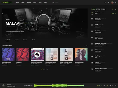 Beatport Redesign Concept - Artist page app concept design flat minimal typography ui ux web website