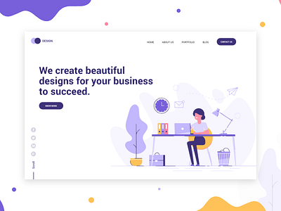 Design Agency Website Landing Page ahadcreation clean design design header header illustration hero banner illustration landing design minimaldesign typography ui ux userinterfacedesign