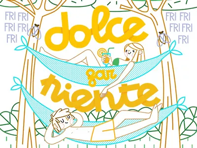 August illustrations - Dolcefarniente 02 drink hammock lazyness modern relax summer vectors