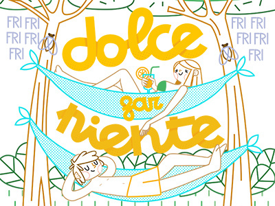 August illustrations - Dolcefarniente 02 drink hammock lazyness modern relax summer vectors