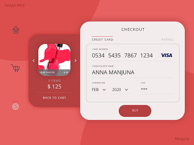 Daily UI #002 beauty card checkout commerce credit daily ui dailyui design e commerce icons interface money payment pink shopping typography ui ux web webdesign