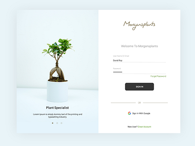 Login Page adobe clean concept designer dribbble form design form field giftaplant green login login box minimal plant popup popups register sign in page simple ui ux uidesigner