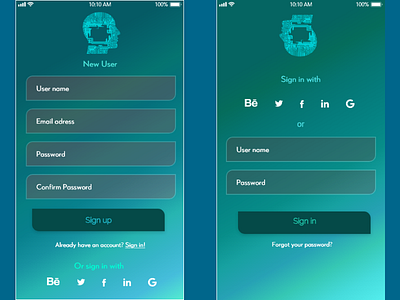 Register & Login concept design gradient ios minimal mobile ui ux xd