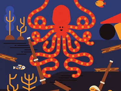 OctoMamma, my friend from deep seas 🐙 children book flatdesign illustration octopus paris