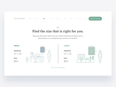 Available Sizes big call to action clean desktop dimensions horizontal scroll interaction landing landing page minimal poster scale size small ui ui design ux web webpage website