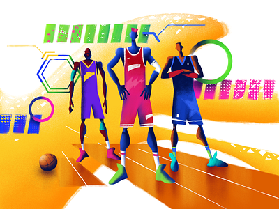 Team Up Design Illustration ballers basketball bright character design design studio flat design flat illustration graphic design illustration illustrator sport team ui ux web design