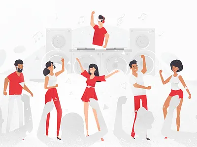 Party character concert crowd dj fun illustration party texture ui ux vector vr