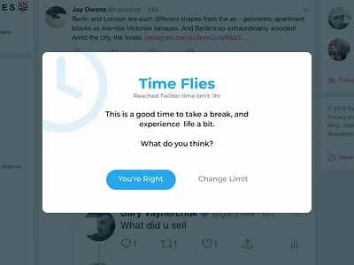 Daily UI #016 (Popup Overlay) blue clean dailyui design minimal overlay popup simple twitter ui ui design white