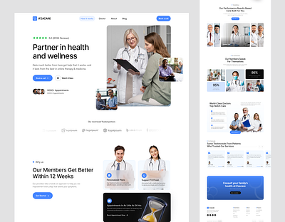 IFZACARE — Medical & Health Care Landing Page 3d consultation doctor doctor appointment footer glassmorphism healthcare hero section hospital landingpage light design medical medical care medicine trustpilot ui ux web design website website landing page