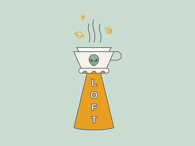 Bean Me Up – Enamel Pin alien beam me up branding church coffee coffee dripper coffee shop design galaxy graphic design humor identity illustration lettering logo pour over pun space typography ufo