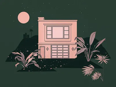 Nice View architechture flat illustration plants vector