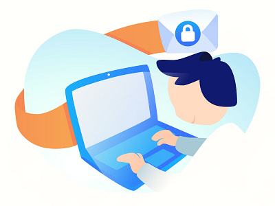 Security mail - Seald.io computer digital gradient guy illustration mail pc ux vector vector artwork work