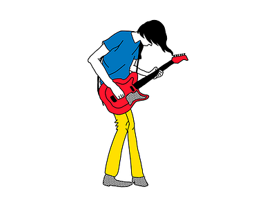 R - Radiohead design doodle guitar half tone illustration letter primary colors rock type typography vector