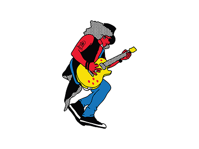 S - Slash design doodle guitar half tone illustration letter primary colors rock type typography vector