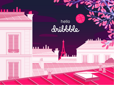 Hello Dribbble ! 2d animation artdirection happy illustration motion design motiongraphics