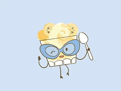 Meet Puddin! animation bananas character character art dessert ice cream illustration mascot pudding retro spoon swirl vintage