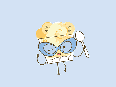 Meet Puddin! animation bananas character character art dessert ice cream illustration mascot pudding retro spoon swirl vintage