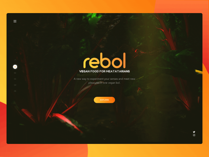 Rebol - Vegan food for meatatarians animation dark food gif meat parallax ui vegan vegetables veggie