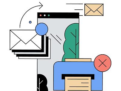 No printing graphic design green icon icon design illustration illustrator mail mailing no printing print spot illustration tree web