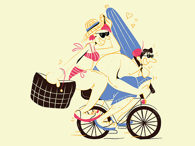 Andiamo a colorarci un po' bike character characterdesign comics couple i love you illustration sea summer vector vector animation vector art
