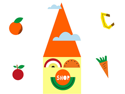 Vegetable Time! apple banana fruits house illustration kids logo minimal orange pattern poster vegetables