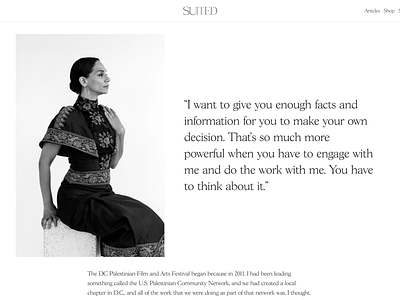 Suited Magazine Issue No.7 – Noura Erakat black and white cms content editorial layout publishing suited magazine wordpress