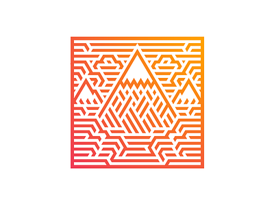 Illustration adventure brand identity branishtova camping clouds concept ethnic geometric gradient graphic grid illustration mountain olga branishtova orange peak russian sky square triangular