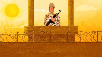 solider character animation design flat illustration vector