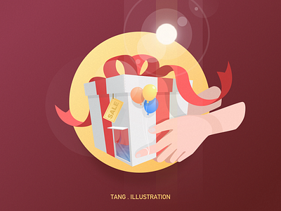 Gift balloon gift hand illustration present sunlight