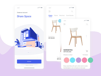 Share Space app blue branding clean design flat icon ios minimal mobile typography ui ux vector