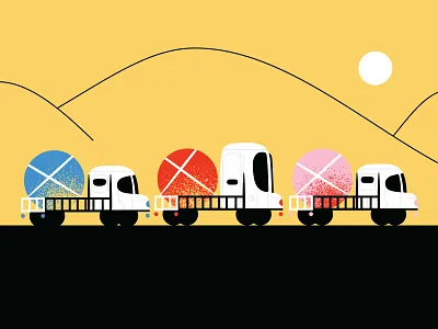 Trucks going somewhere car illustrations sun truck