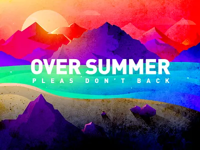 little try color colourful design dusk illustration morning mountain scenery summer water
