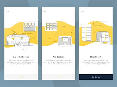 On-boarding screens feature illustrations! android app app appfeatureui application design featureillustrations flat graphics illustration ios iphone iphoneapp mobile onboarding screens simple storyboards ui ux